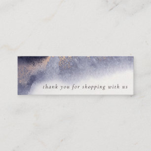 Abstract Navy Black Gold Watercolor Thank You Mini Business Card