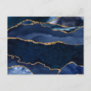Abstract Navy Blue Agate Watercolor Postcard
