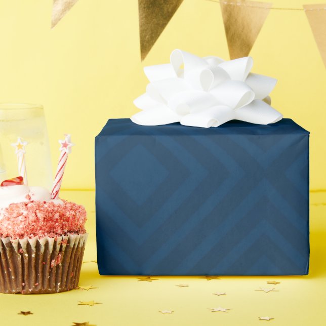 Abstract Navy Blue Colour Rhombus Pattern Texture Wrapping Paper (Birthday Party)