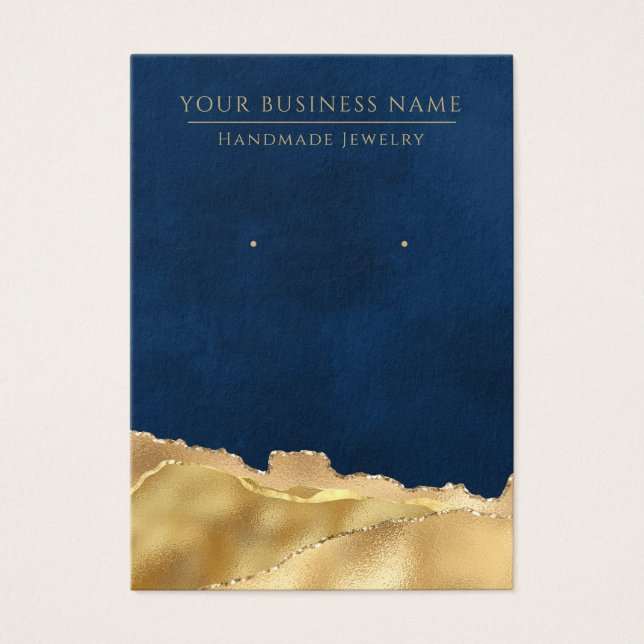 Abstract Navy Blue Gold Earring Display Cards (Front)