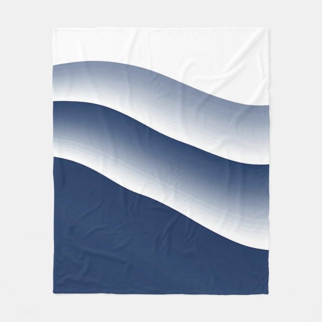 Abstract Navy Blue Ocean Waves Fleece Blanket (Front)