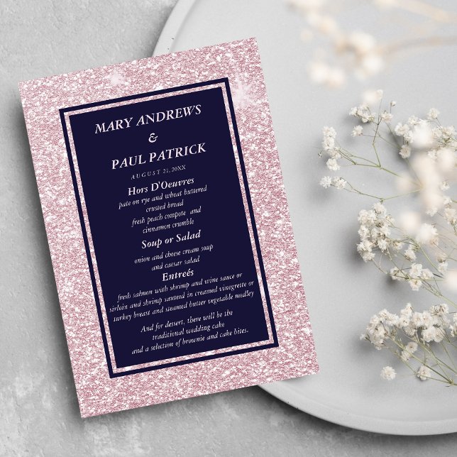 Abstract navy blue pink glitter Menu (Abstract navy blue pink glitter Menu )