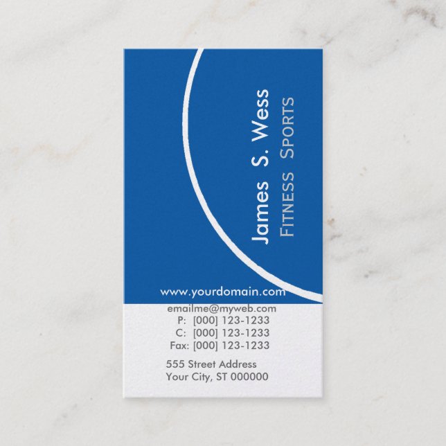 Abstract Navy Blue Unique Sport  Fitness Trainer Business Card (Front)