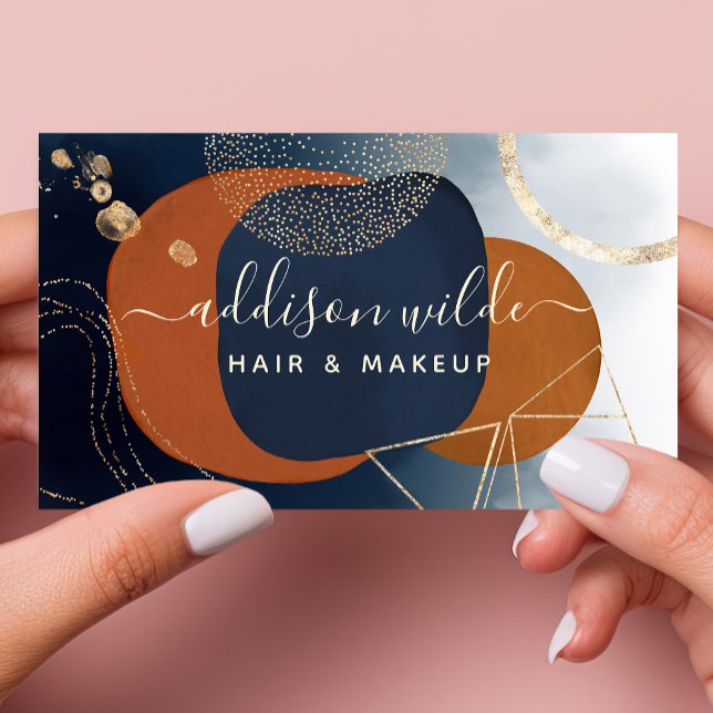 Abstract Navy Copper And Gold Modern Geometric Business Card (Creator Uploaded)