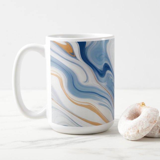 Abstract Navy Marble Design Coffee Mug (With Donut)