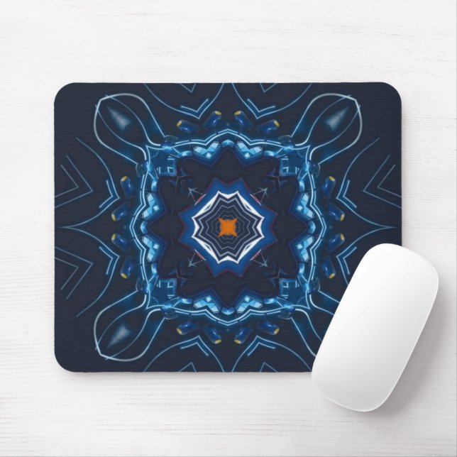 abstract navy nautical ligths stylish mandala art  mouse pad (With Mouse)