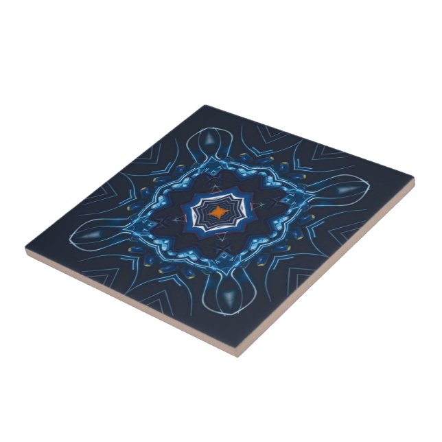 abstract navy nautical ligths stylish mandala art  tile (Side)