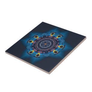 abstract navy nautical ligths stylish mandala art  tile