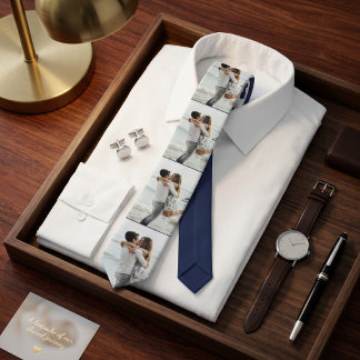 Abstract Navy | Photo Collage Personalised Family Tie