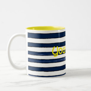 Abstract Navy Stripes Seamless Pattern Two-Tone Coffee Mug