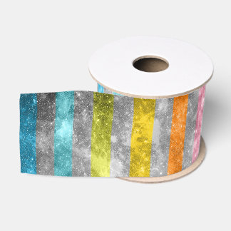 Abstract Nebula MultiColors Stripes Pattern Grosgrain Ribbon