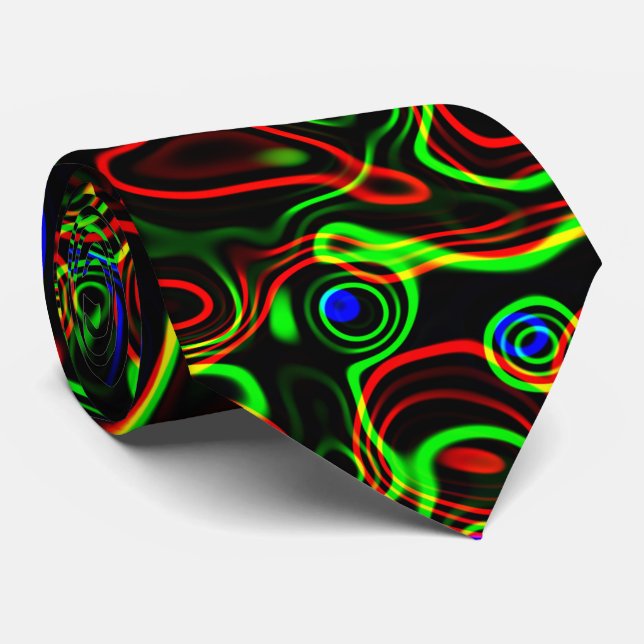 Abstract Neon Art 1&2 Options Tie (Rolled)