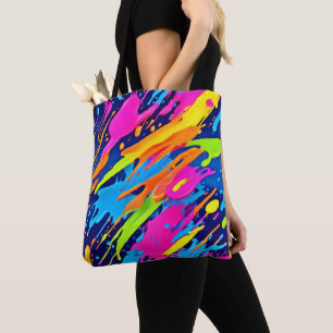 Abstract Neon Brushstrokes Splash Art Tote Bag