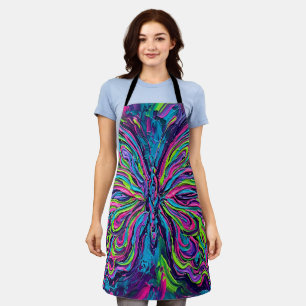 Abstract Neon Butterfly Wings Apron