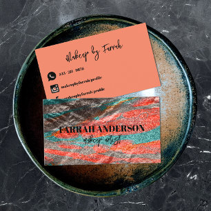 Abstract Neon Coloured Metallic Faux Foil Business Card