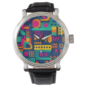 Abstract neon colours and geometric bohemian shape watch