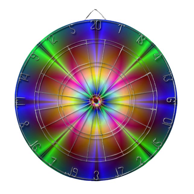 Abstract Neon Daisy Dart Board (Front)