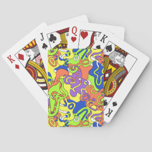 Abstract Neon Doodle Maze Pattern Playing Cards