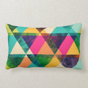 Abstract Neon Geometric Print Triangles Lumbar Cushion