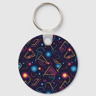 Abstract neon geometric shapes design key ring