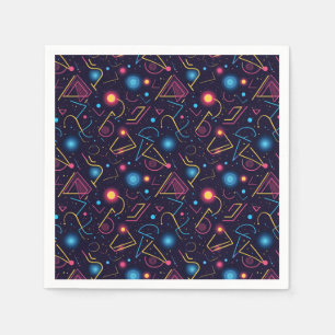 Abstract neon geometric shapes design napkin