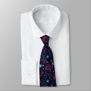 Abstract neon geometric shapes design tie