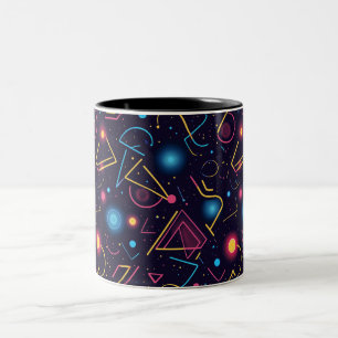 Abstract neon geometric shapes design Two-Tone coffee mug