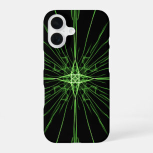 Abstract Neon Green Black Symmetry iPhone 16 Case
