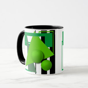 Abstract neon green geometric shapes circle sphere mug