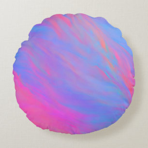 Abstract Neon Ink Flow Round Cushion