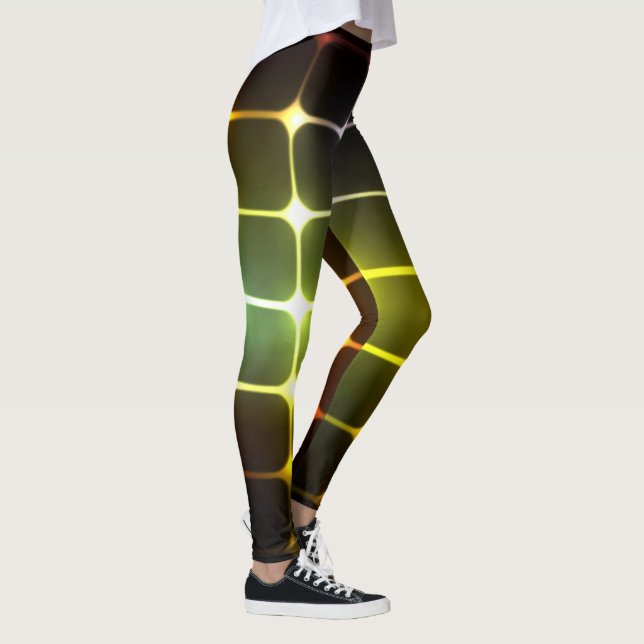 Abstract neon light geometric design leggings (Right)