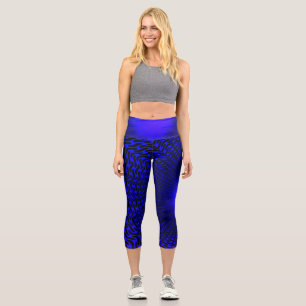 Abstract Neon Light Geometric Starry Design Capri Leggings