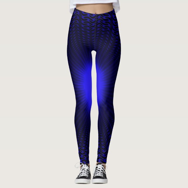 Abstract Neon Light Geometric Starry Design Leggings (Front)