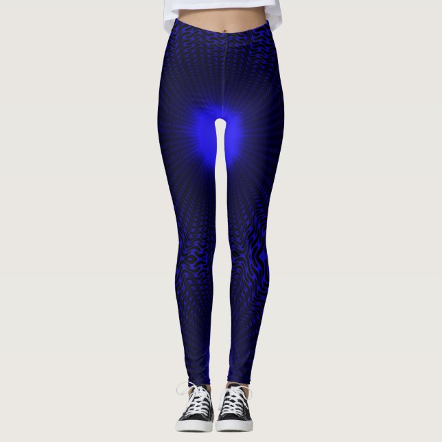Abstract Neon Light Geometric Starry Design Leggings (Front)