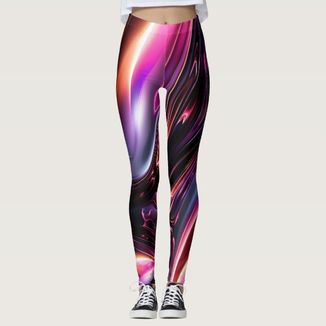 Abstract Neon Lines Leggings (Front)