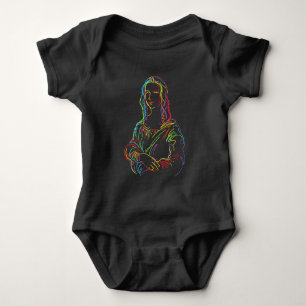 Abstract Neon Mona Lisa Line Art Baby Bodysuit