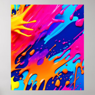 Abstract Neon Paint Drip Design Poster