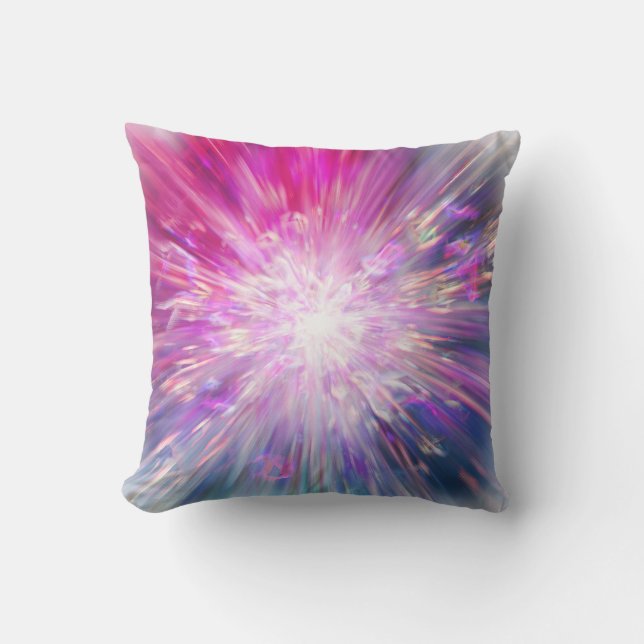 Abstract Neon Pink and Blue Energy Blast Graphic Cushion (Front)