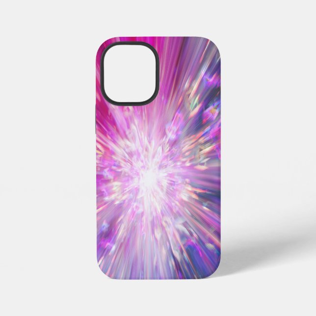 Abstract Neon Pink and Blue Energy Blast Graphic iPhone Case (Back)