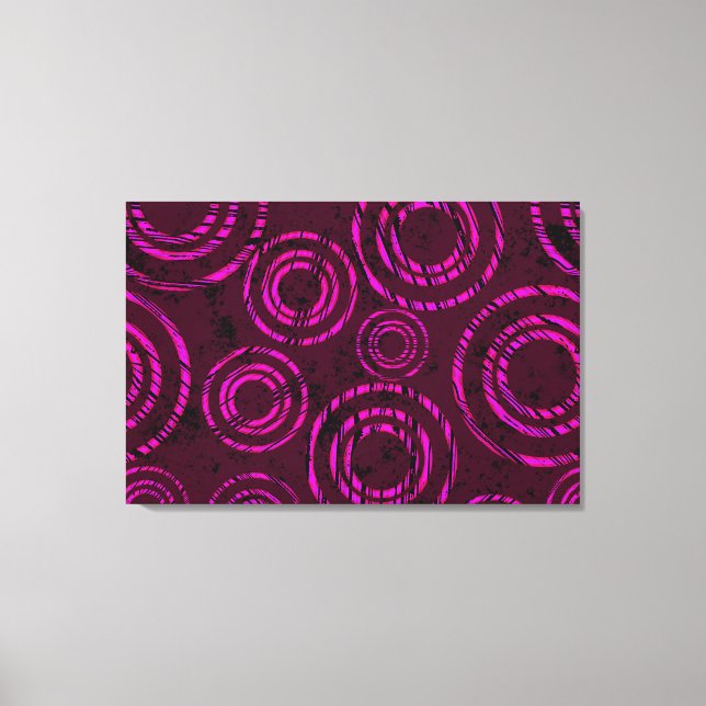 Abstract Neon Pink Circles Through Time Canvas Print (Front)
