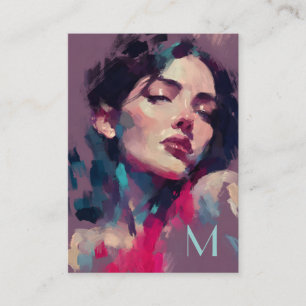 Abstract Neon Portrait with a Monogram Business Card