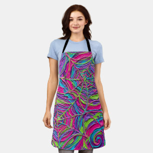 Abstract Neon Spider Web Lace Apron
