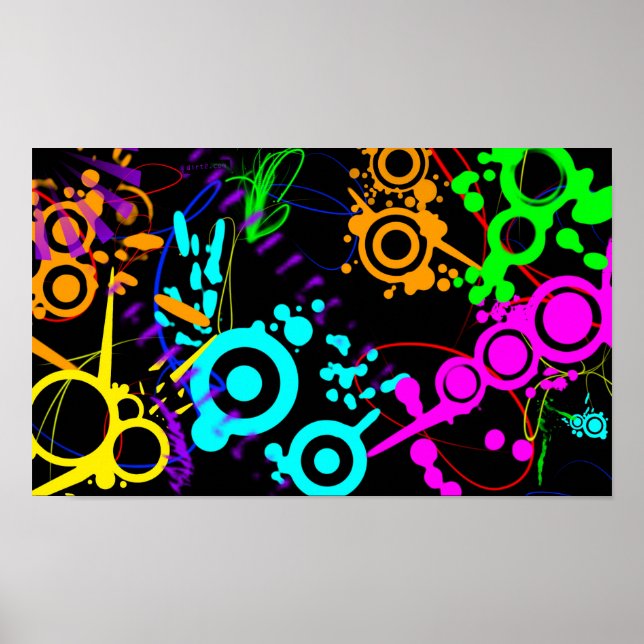 Abstract neon splatter modern canvus poster (Front)