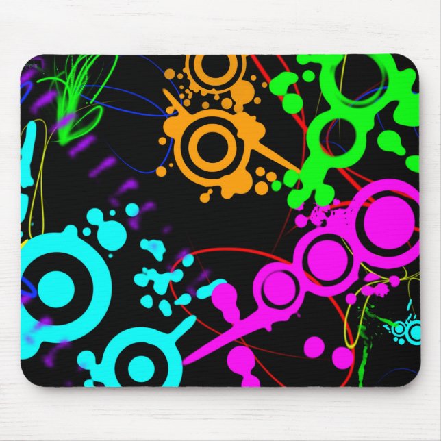 Abstract neon splatter modern Mouse Pad (Front)