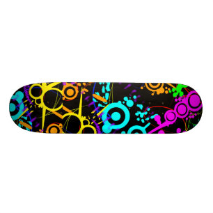 Abstract neon splatter modern skateboard