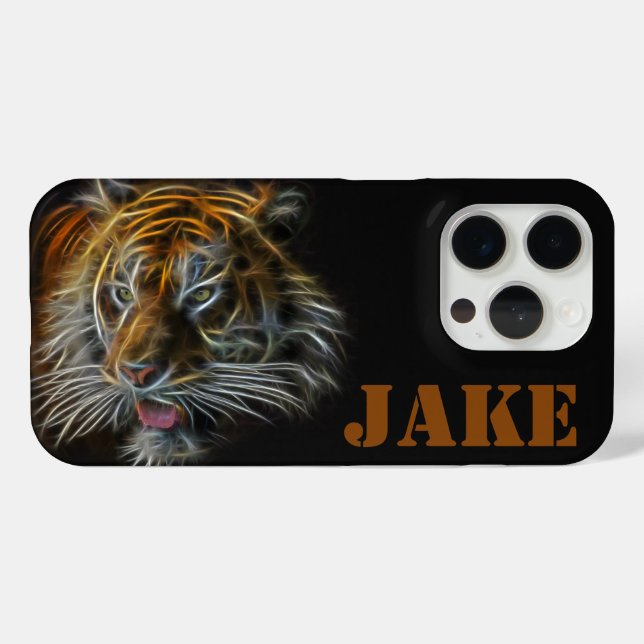 Abstract Neon Tiger Head iPhone 15 Pro Case-Mate iPhone Case (Back (Horizontal))