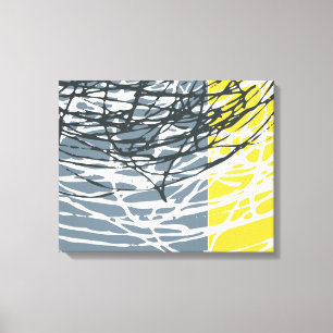 Abstract Nest in Grey and Yellow Canvas Print