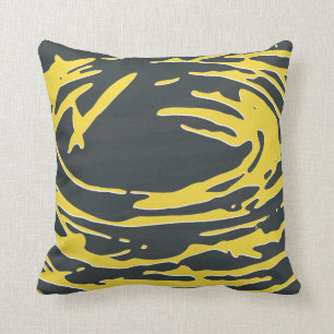 Abstract Nest in Grey and Yellow Cushion