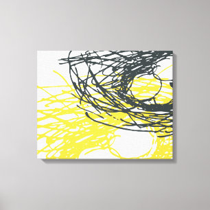 Abstract Nest in White, Grey and Yellow Canvas Print