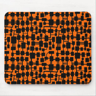 Abstract Network - Black on Orange FF6600 Mouse Pad
